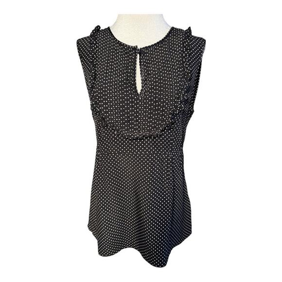 J. Crew Women's 100% Silk Polka Dot Blouse Black‎ Sleeveless Size 6 - Picture 1 of 7
